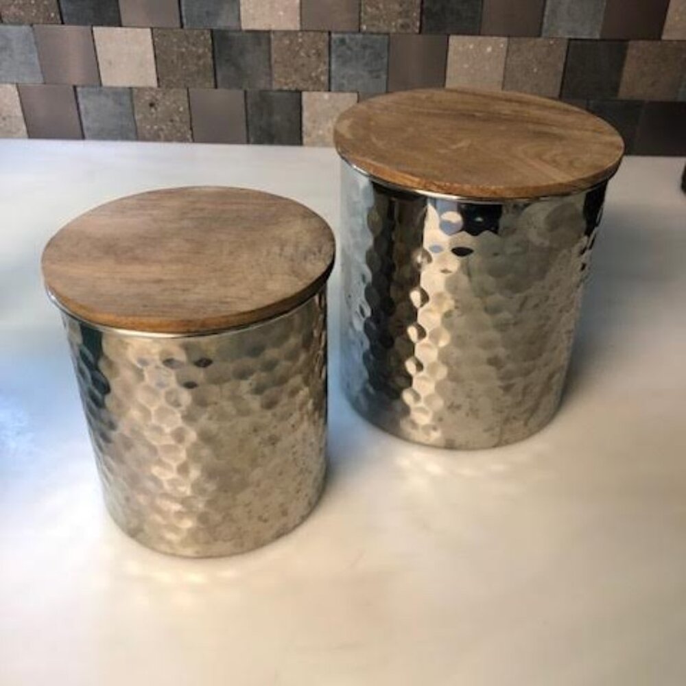 Uncommon James Hammered Silver Nested Canister Set of 2